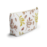 Watercolor Tossed Leaves Accessory Pouch w T-bottom in Red